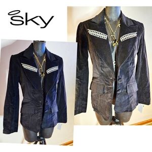 Sky velvet embellished blazer/jacket. Sz Med